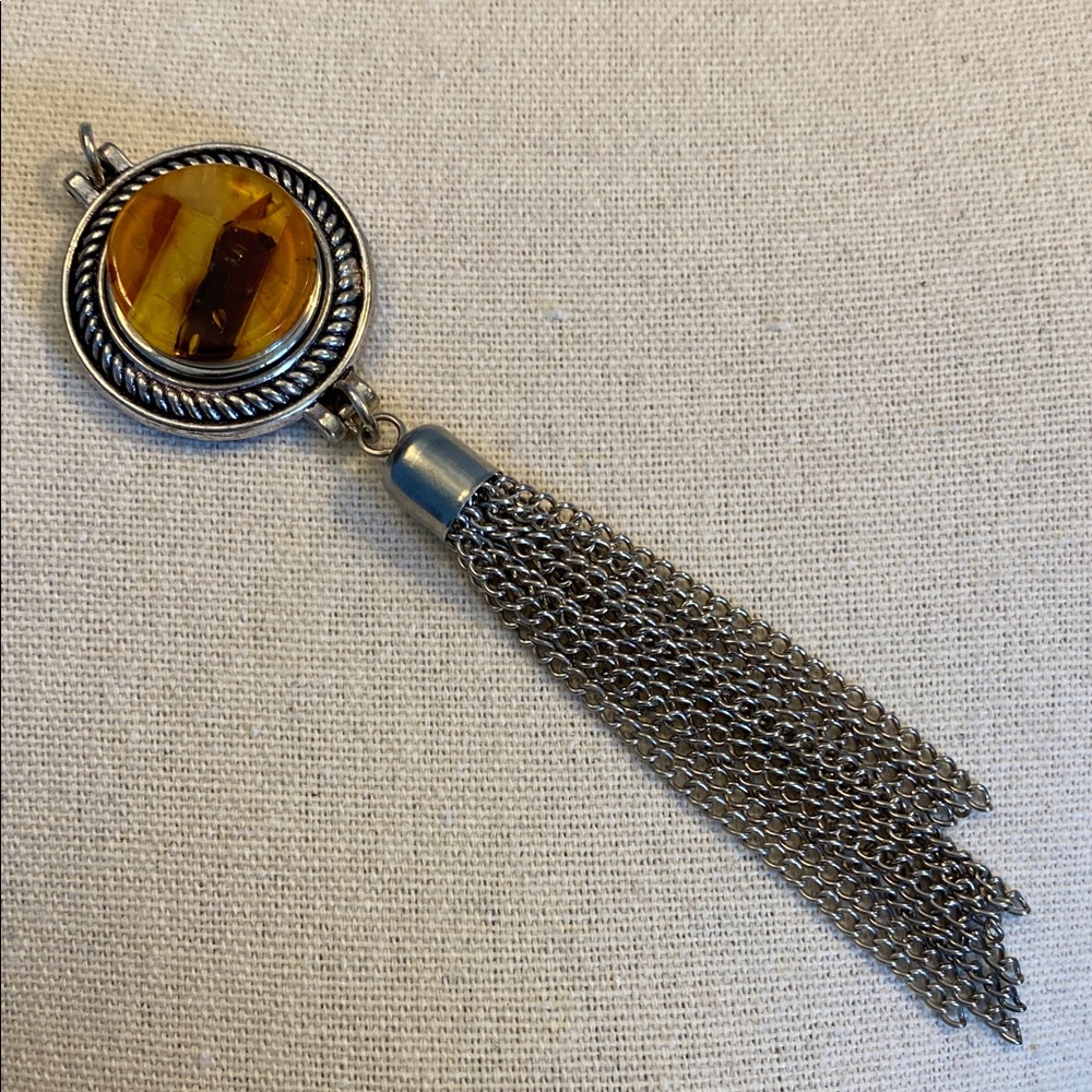 Amber Pendant with Tassel